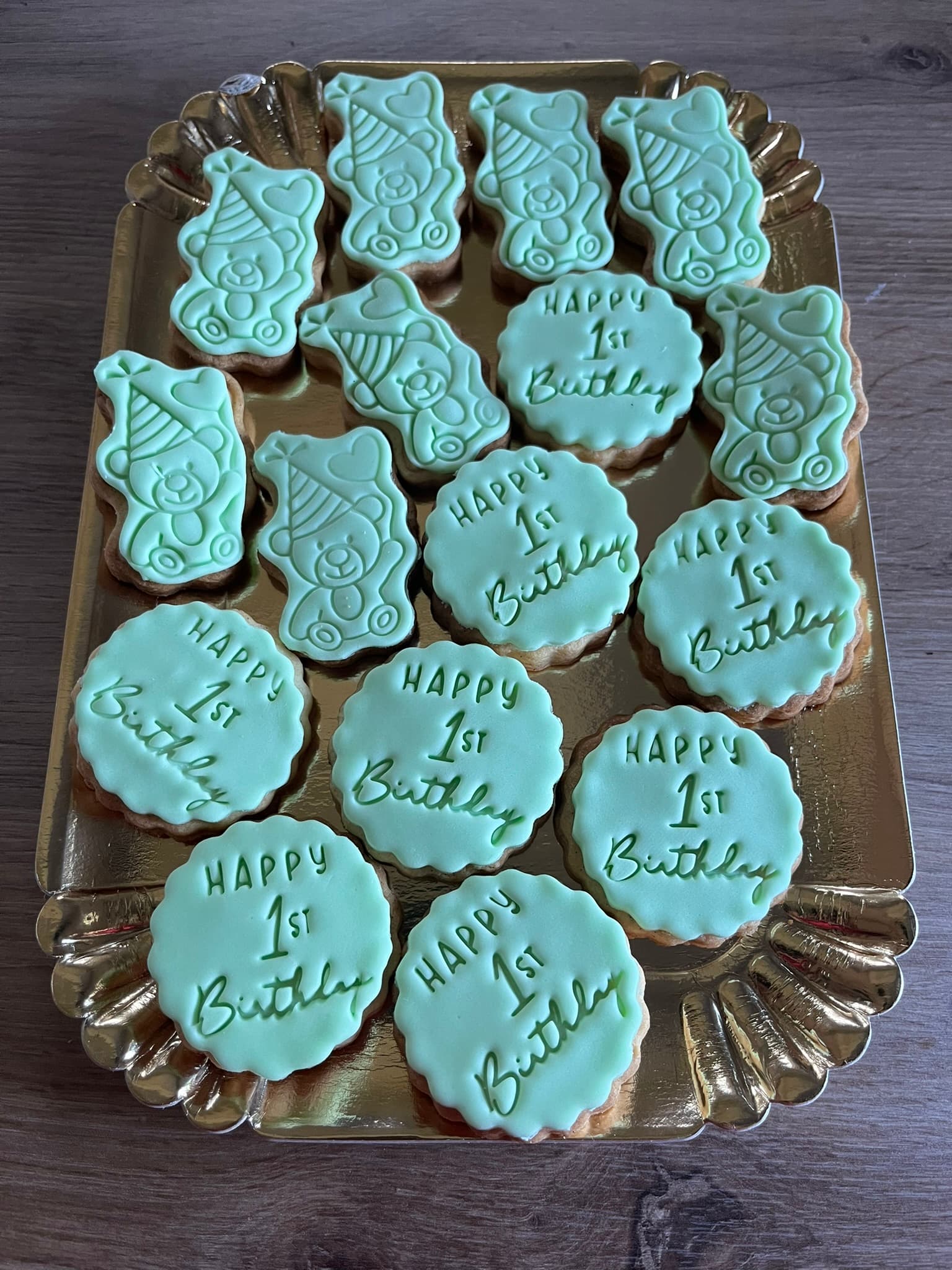 Sablés personnalisés Happy 1st Birthday avec oursons, premier anniversaire Montauban